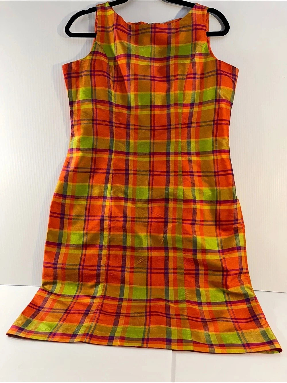 Victoria Jones Plaid Mini Dress in Orange & Green Size 12 Petite
